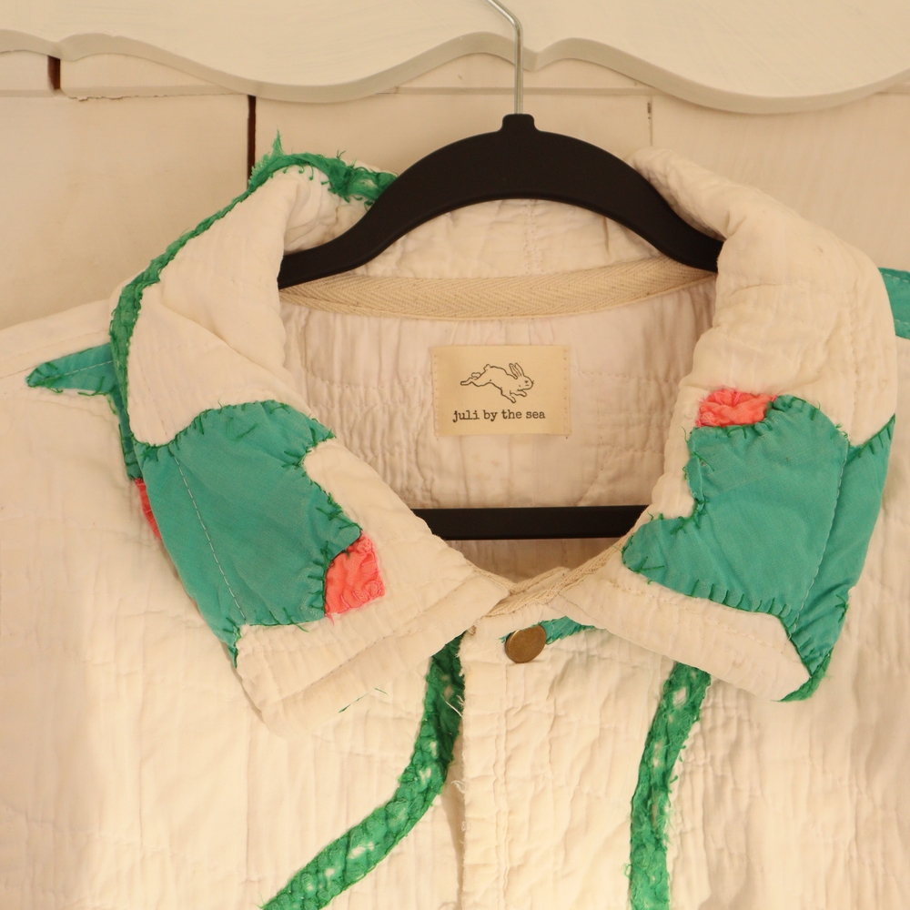 Upcycled Quilt Chore Coat Barn Jacket Appliqué XL • 2XL - Picture 12 of 15